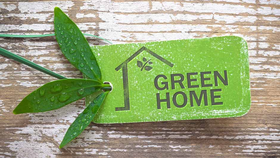 Green home keychain tag with leaf Green home keychain tag with leaf