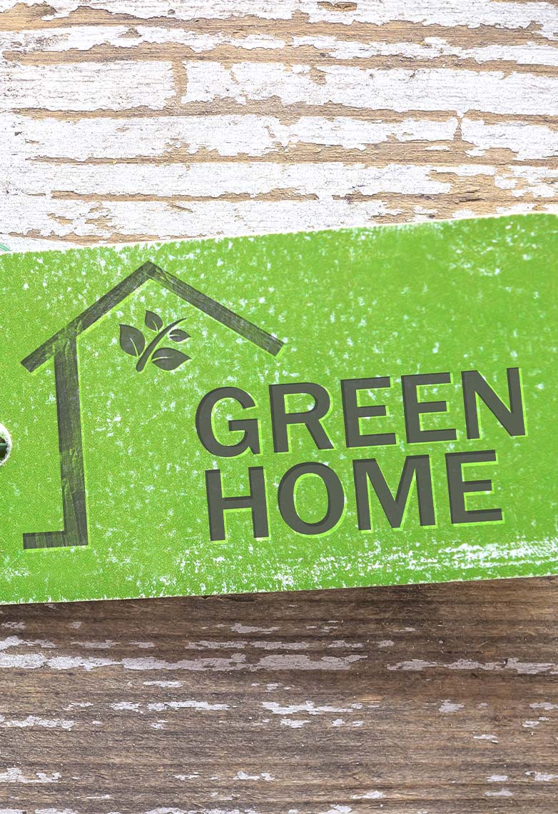 Green home keychain tag with leaf Green home keychain tag with leaf