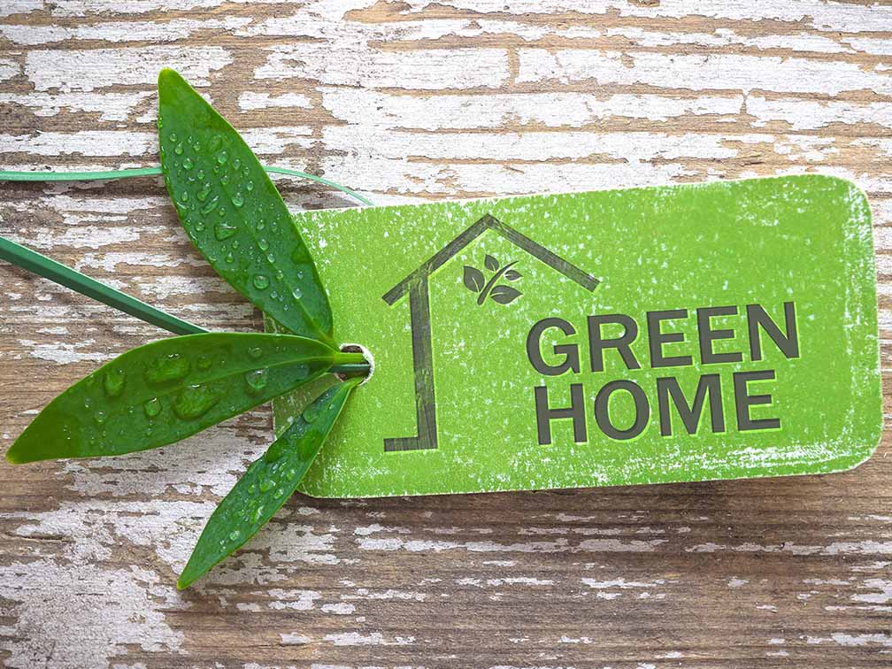 Green home keychain tag with leaf Green home keychain tag with leaf