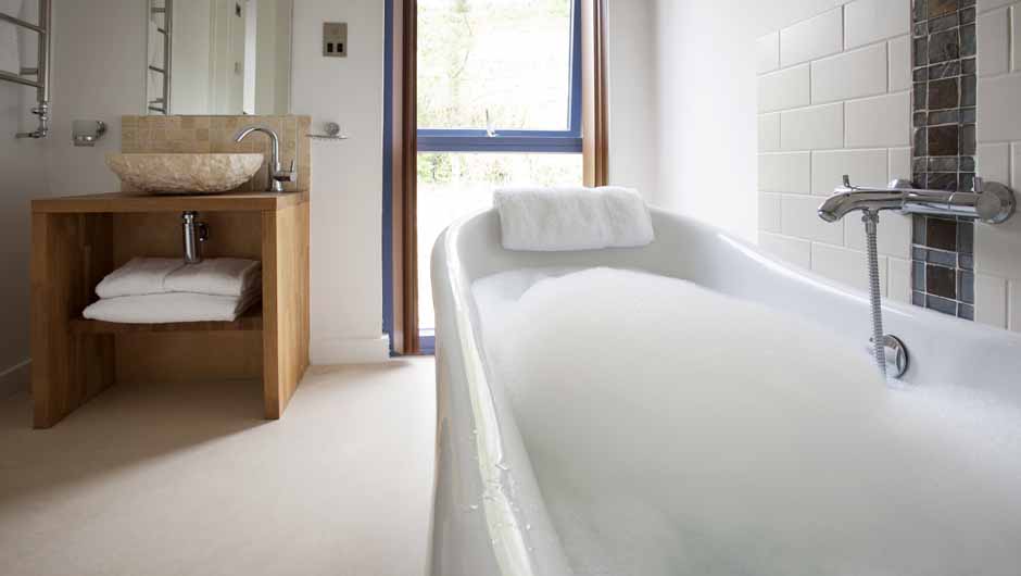 Modern bathroom with bubble bath Modern bathroom with bubble bath