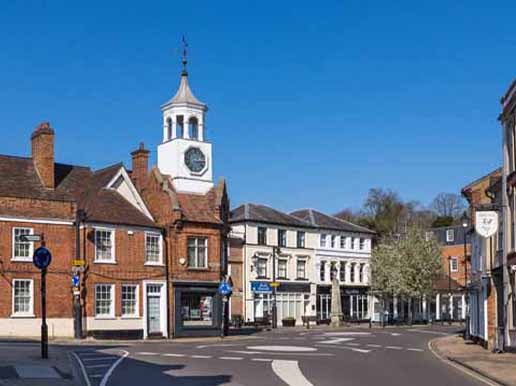 Ampthill high street and clock tower Ampthill high street and clock tower