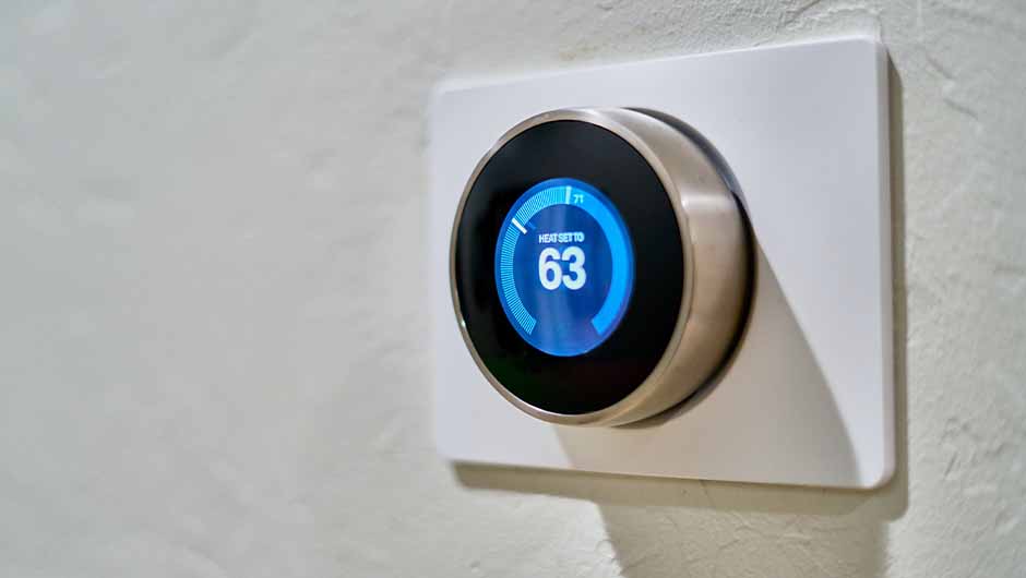 Smart control thermometer on wall Smart control thermometer on wall